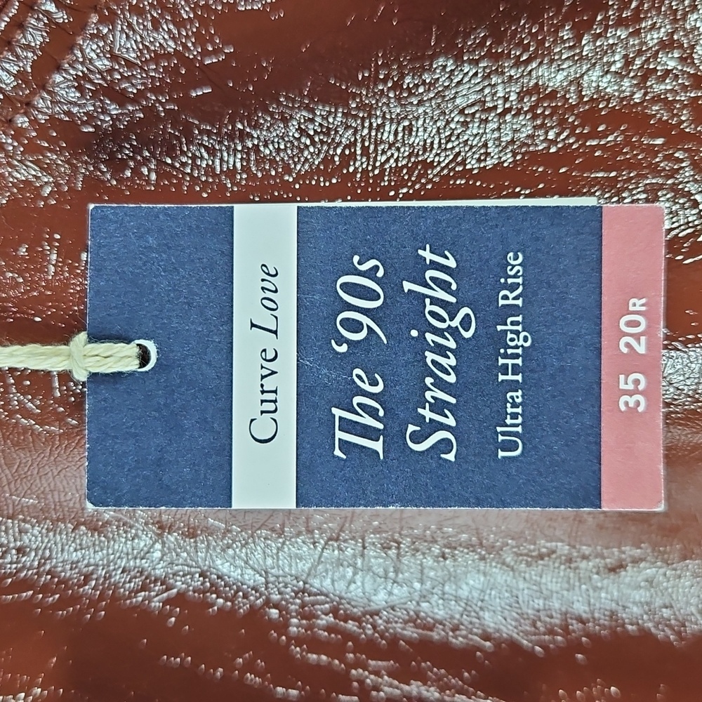 Abercrombie & Fitch Brown Vegan Leather 90's Straight High Rise Pants Size 35/20 - Picture 5 of 8